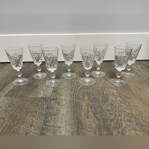 Mid Century Pinwheel Crystal Sherry Glasses - Set of 8